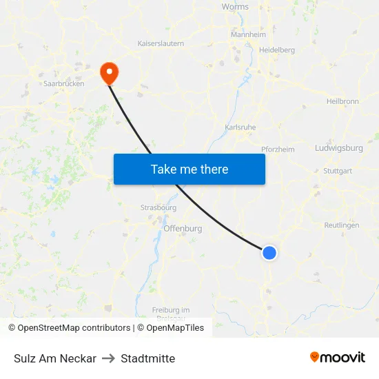 Sulz Am Neckar to Stadtmitte map