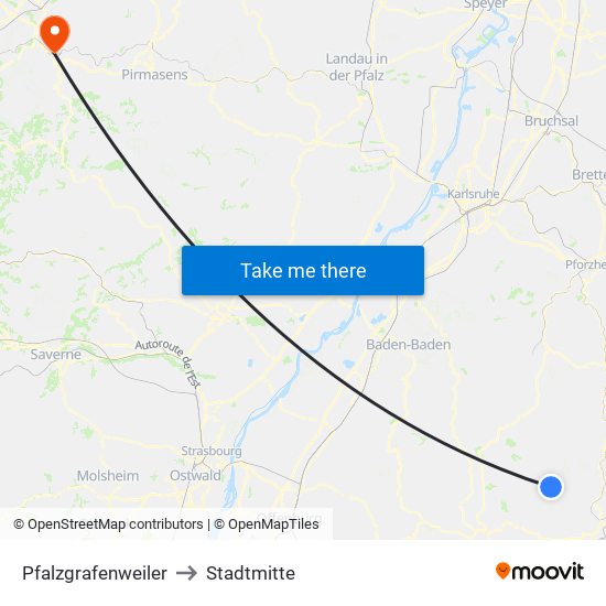 Pfalzgrafenweiler to Stadtmitte map