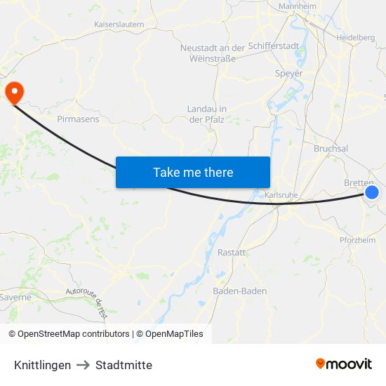 Knittlingen to Stadtmitte map