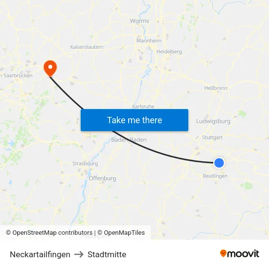 Neckartailfingen to Stadtmitte map