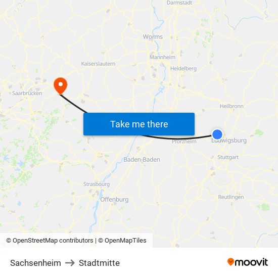 Sachsenheim to Stadtmitte map