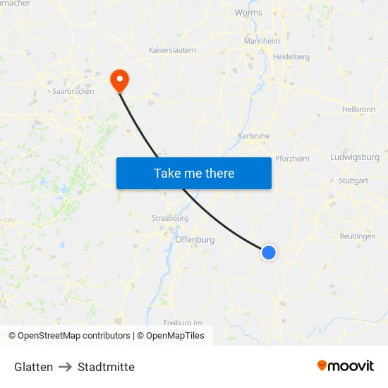 Glatten to Stadtmitte map