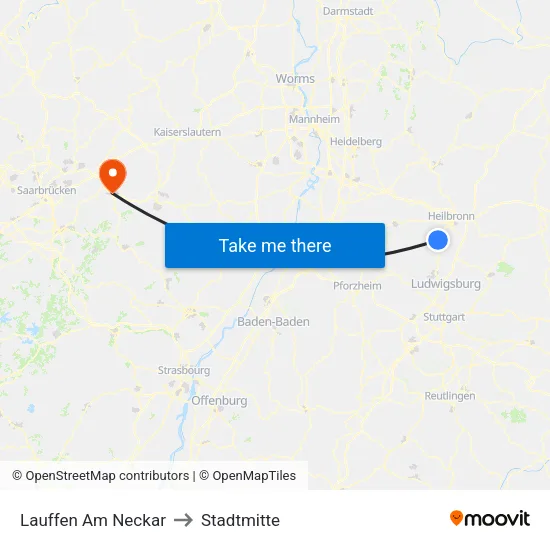 Lauffen Am Neckar to Stadtmitte map
