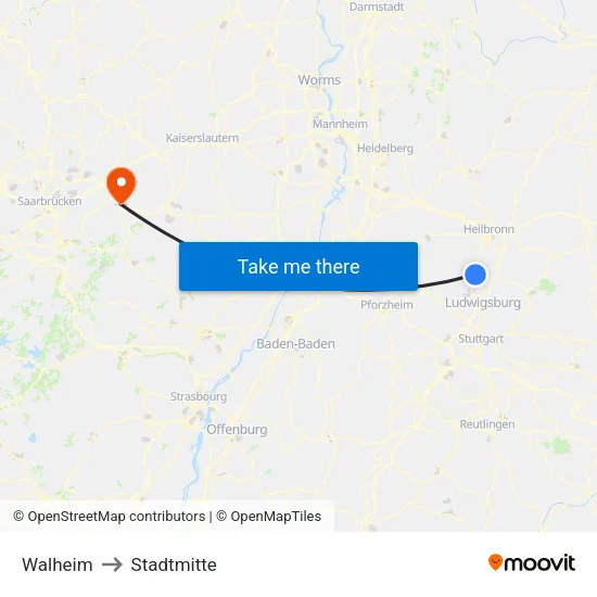 Walheim to Stadtmitte map