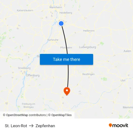St. Leon-Rot to Zepfenhan map