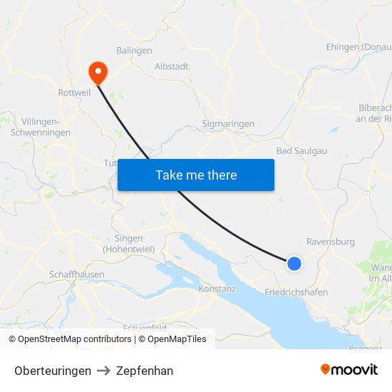 Oberteuringen to Zepfenhan map