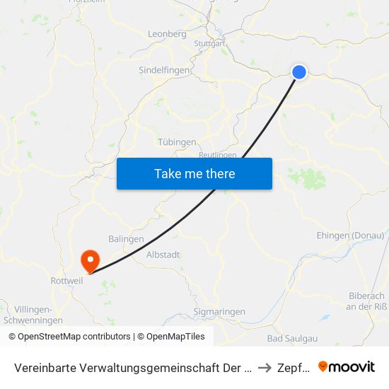 Vereinbarte Verwaltungsgemeinschaft Der Stadt Ebersbach An Der Fils to Zepfenhan map