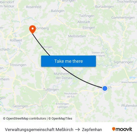Verwaltungsgemeinschaft Meßkirch to Zepfenhan map