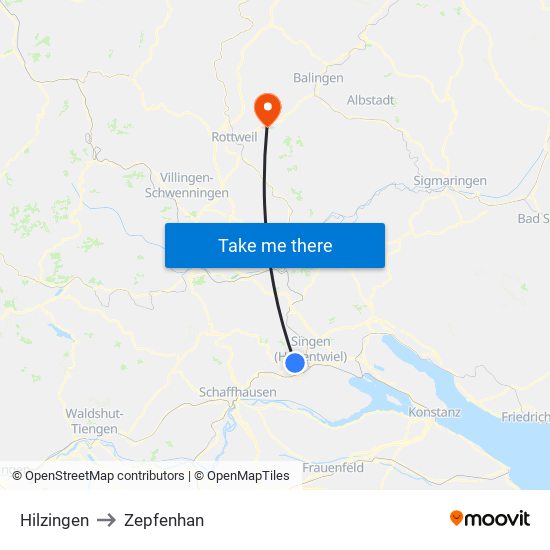 Hilzingen to Zepfenhan map