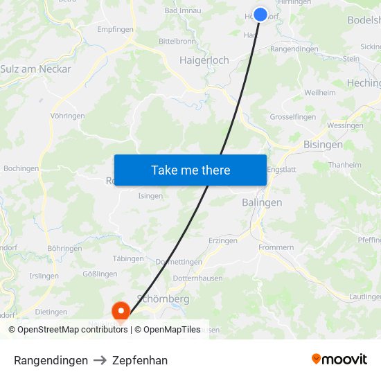 Rangendingen to Zepfenhan map