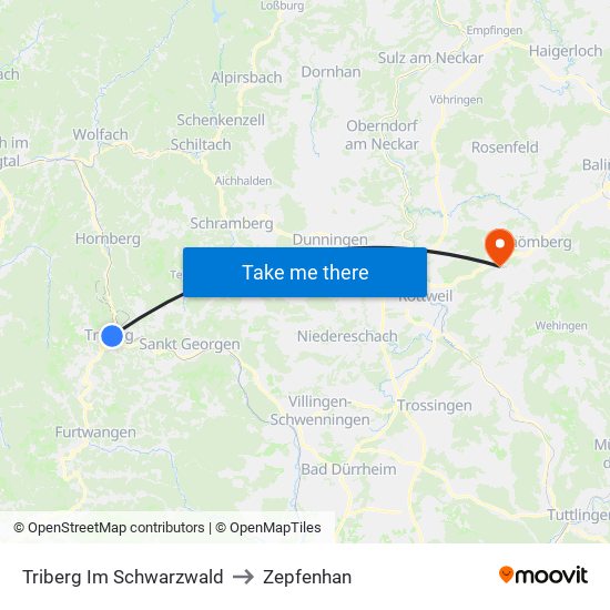 Triberg Im Schwarzwald to Zepfenhan map