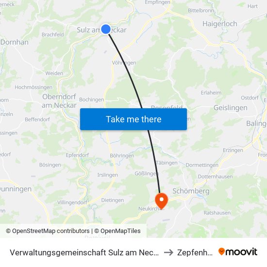 Verwaltungsgemeinschaft Sulz am Neckar to Zepfenhan map