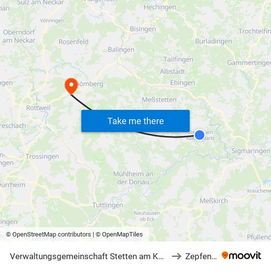 Verwaltungsgemeinschaft Stetten am Kalten Markt to Zepfenhan map