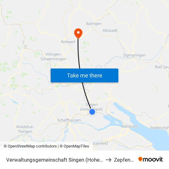 Verwaltungsgemeinschaft Singen (Hohentwiel) to Zepfenhan map