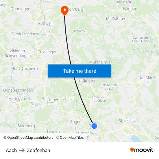 Aach to Zepfenhan map