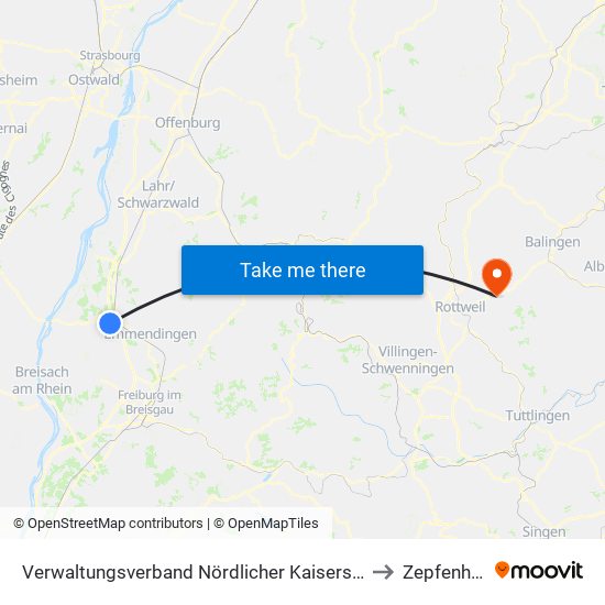 Verwaltungsverband Nördlicher Kaiserstuhl to Zepfenhan map