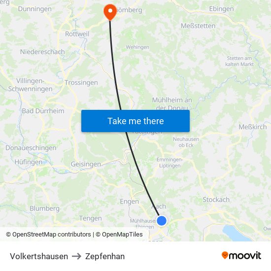 Volkertshausen to Zepfenhan map