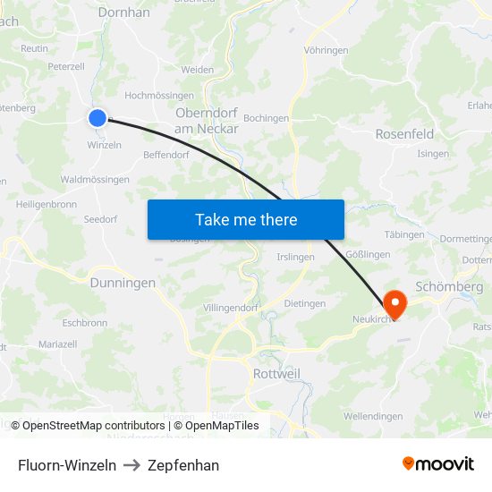 Fluorn-Winzeln to Zepfenhan map