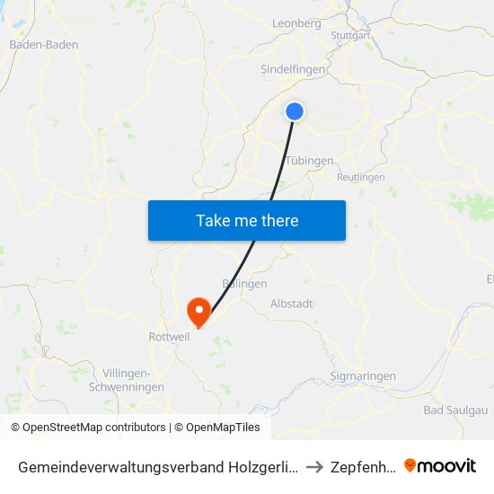 Gemeindeverwaltungsverband Holzgerlingen to Zepfenhan map