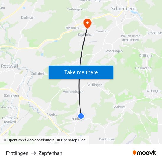 Frittlingen to Zepfenhan map