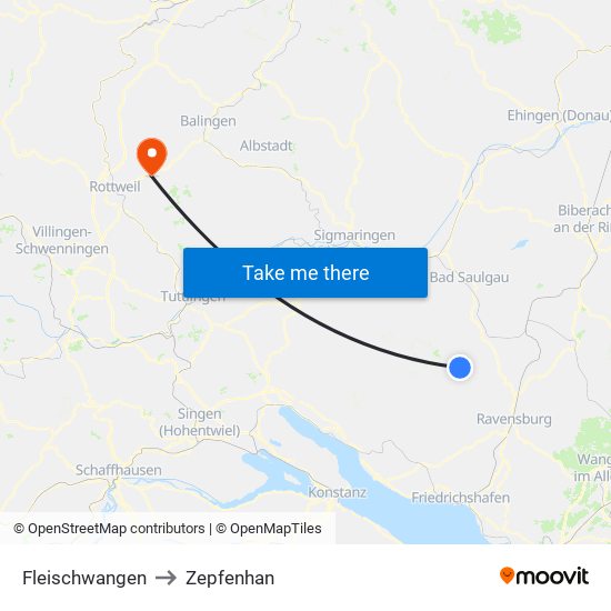 Fleischwangen to Zepfenhan map