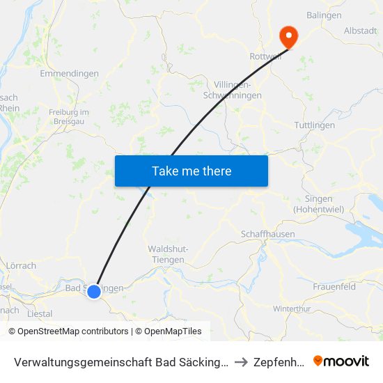 Verwaltungsgemeinschaft Bad Säckingen to Zepfenhan map