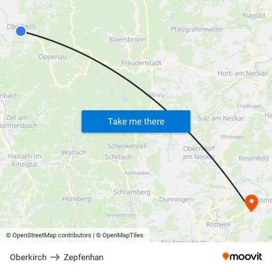 Oberkirch to Zepfenhan map