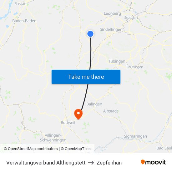 Verwaltungsverband Althengstett to Zepfenhan map