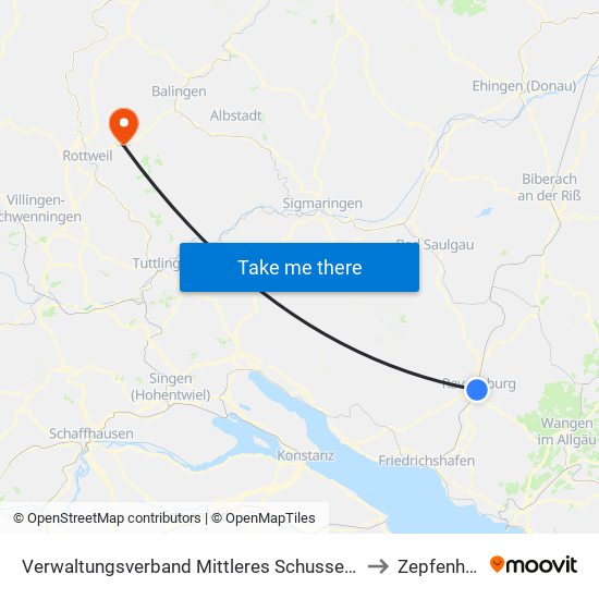 Verwaltungsverband Mittleres Schussental to Zepfenhan map
