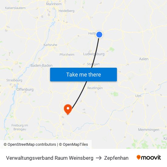 Verwaltungsverband Raum Weinsberg to Zepfenhan map