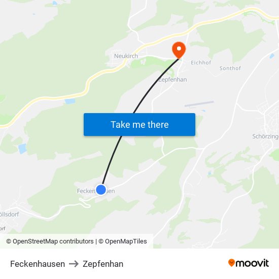 Feckenhausen to Zepfenhan map