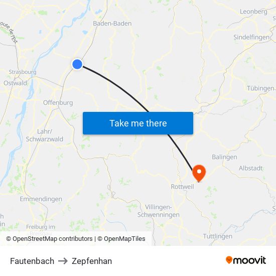 Fautenbach to Zepfenhan map