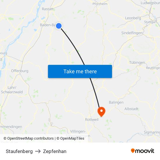 Staufenberg to Zepfenhan map