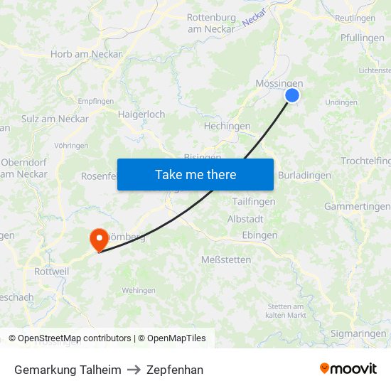 Gemarkung Talheim to Zepfenhan map
