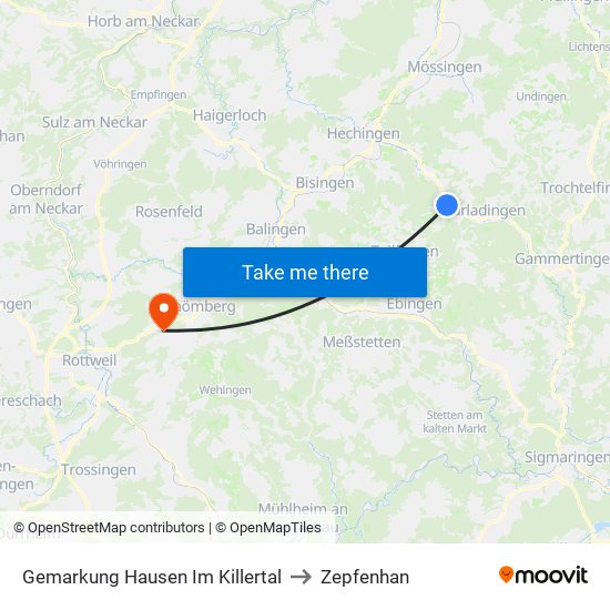 Gemarkung Hausen Im Killertal to Zepfenhan map