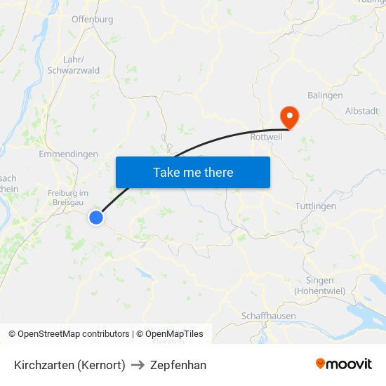 Kirchzarten (Kernort) to Zepfenhan map