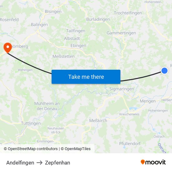 Andelfingen to Zepfenhan map