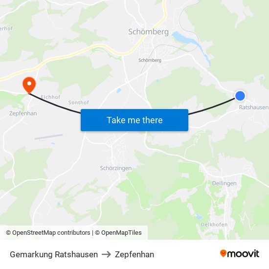 Gemarkung Ratshausen to Zepfenhan map