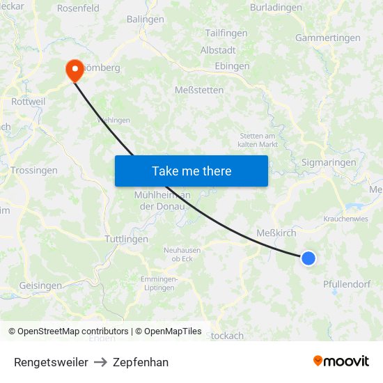 Rengetsweiler to Zepfenhan map