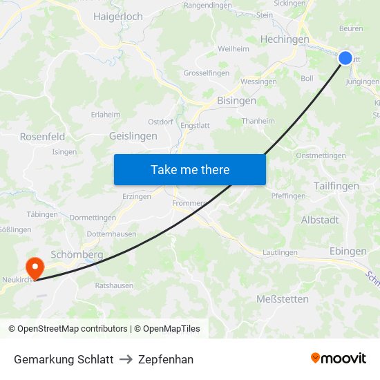 Gemarkung Schlatt to Zepfenhan map