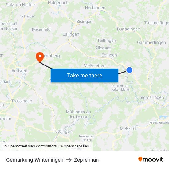 Gemarkung Winterlingen to Zepfenhan map