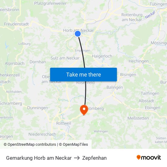Gemarkung Horb am Neckar to Zepfenhan map