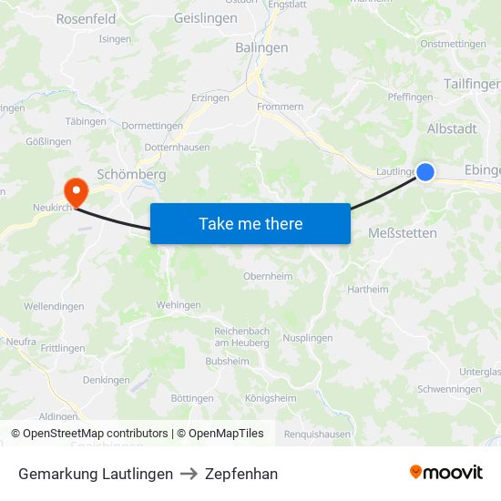 Gemarkung Lautlingen to Zepfenhan map