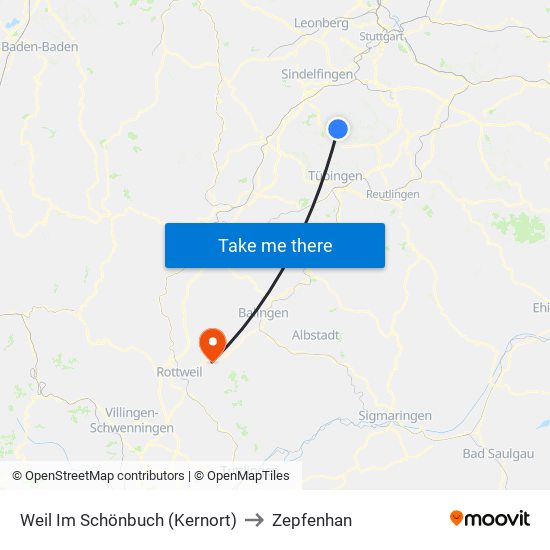 Weil Im Schönbuch (Kernort) to Zepfenhan map