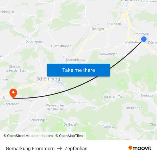 Gemarkung Frommern to Zepfenhan map