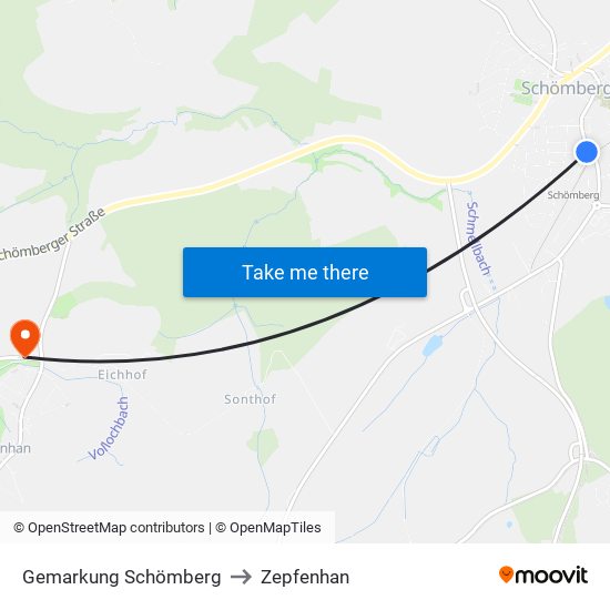 Gemarkung Schömberg to Zepfenhan map