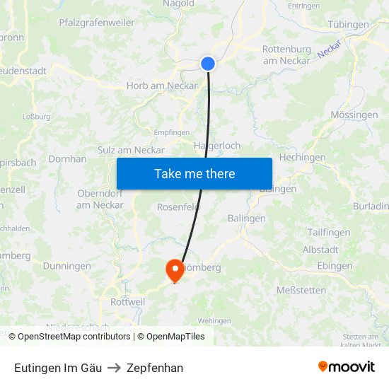 Eutingen Im Gäu to Zepfenhan map