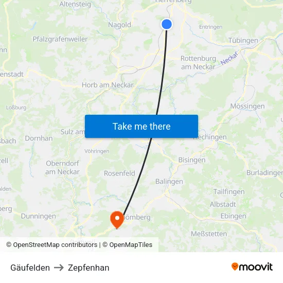 Gäufelden to Zepfenhan map