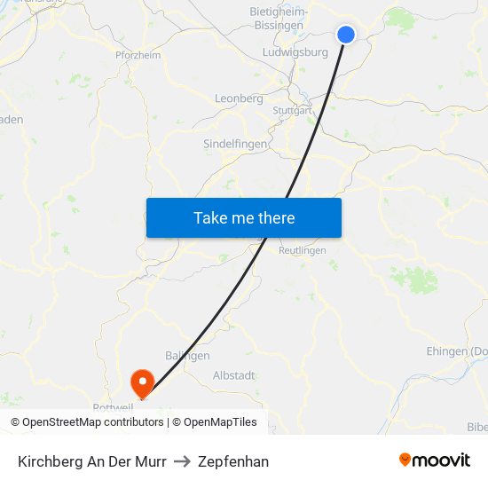 Kirchberg An Der Murr to Zepfenhan map