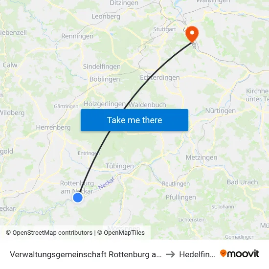 Verwaltungsgemeinschaft Rottenburg am Neckar to Hedelfingen map